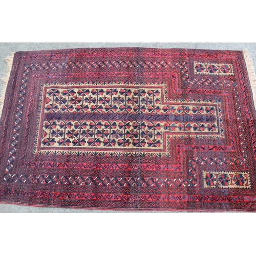 30 - Small Belouch prayer rug, 4ft 4ins x 2ft 10ins approximately