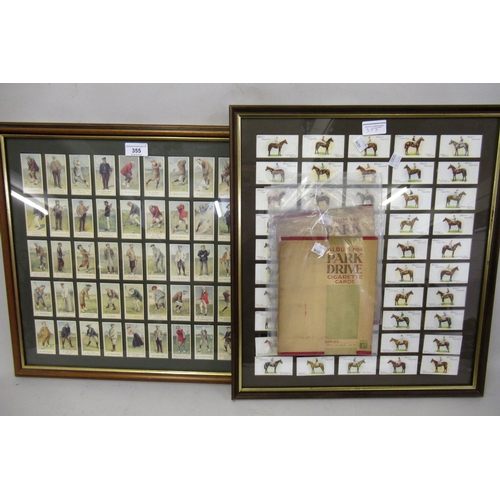 355 - Framed set of players cigarette cards, Derby and Grand National winners, framed set of reprints of g... 