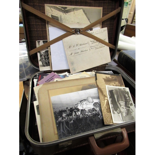 402 - Suitcase containing a collection of various photographs including two attributed to James Valentine