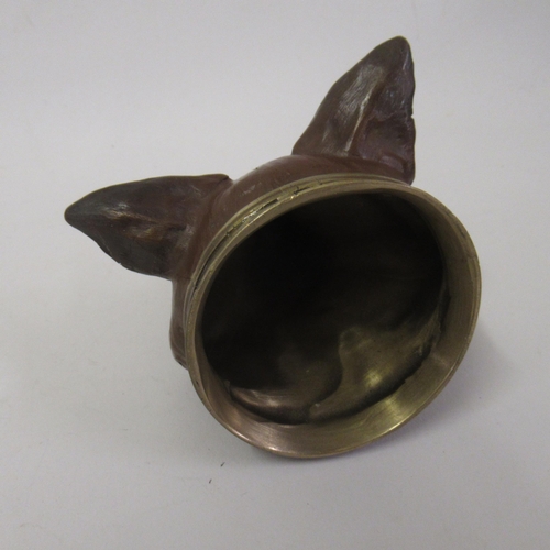 417 - Patinated brass fox head stirrup cup