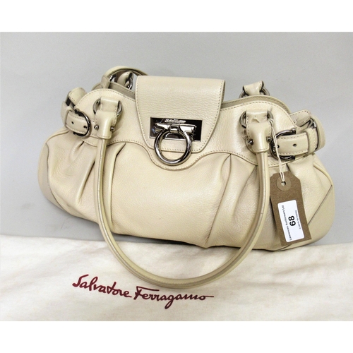 68 - Salvatore Ferragamo, Gancini cream leather handbag, with original dust cover