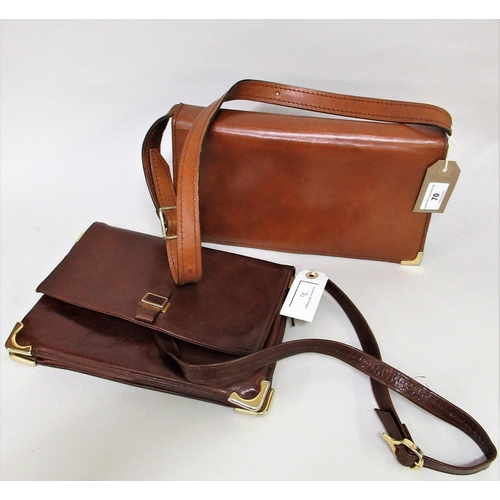 70 - Aryma, Spain, tan leather shoulder bag with matching purse, together with a brown leather shoulder b... 