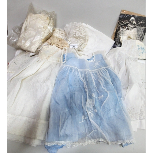 81 - Small quantity of various textiles, including childrens lace and embroidered gowns