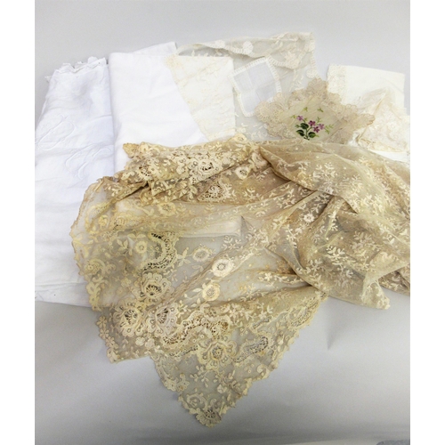 81 - Small quantity of various textiles, including childrens lace and embroidered gowns