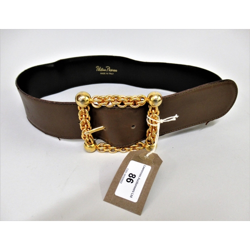 86 - Paloma Picasso, ladies brown leather belt with gilt buckle