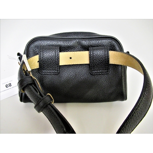 89 - Longchamp, black leather belt with detachable bag, complete with dust bag