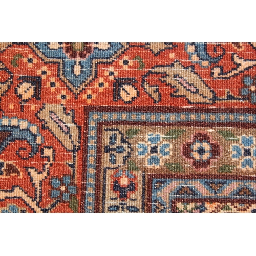 9 - Indo Persian rug with an all-over Herati design on an ivory ground with brick red borders, 5ft 2ins ... 