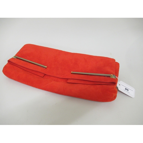 95 - Lanvin red goatskin folding clutch bag with gold tone hardware, original labels attached