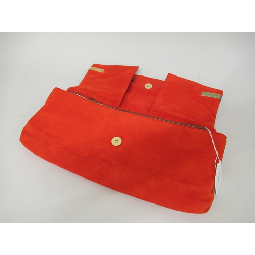 95 - Lanvin red goatskin folding clutch bag with gold tone hardware, original labels attached