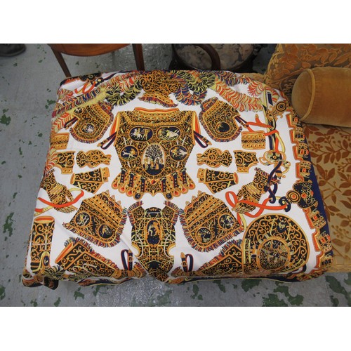 88 - Large Hermes silk scarf / shawl, ' Sous L' Egide de Mars ', 126cm square, with a Hermes box together... 