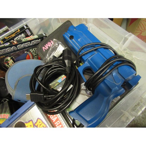 366 - Sega games console with original box, together with a quantity of other games consoles and various g... 