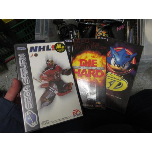 366 - Sega games console with original box, together with a quantity of other games consoles and various g... 