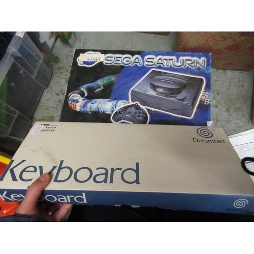 366 - Sega games console with original box, together with a quantity of other games consoles and various g... 