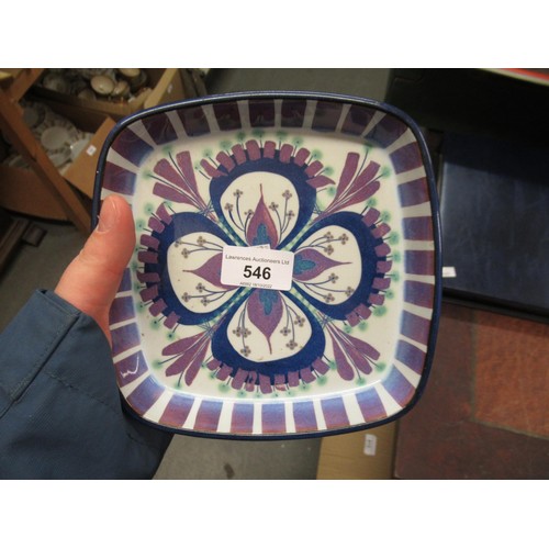 546 - Royal Copenhagen square shaped dish with stylised floral decoration, 6.75ins wide together with two ... 