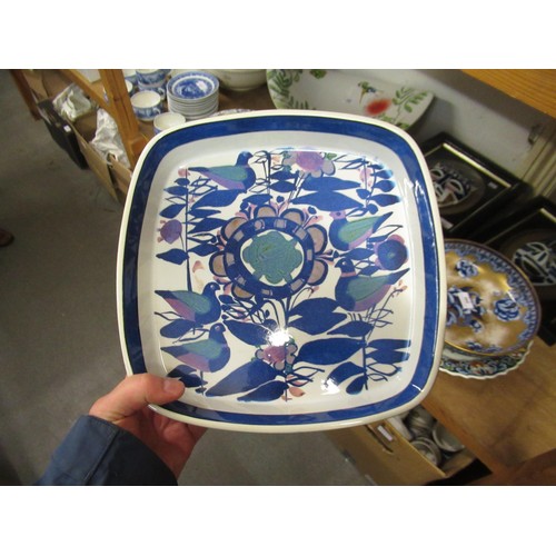 546 - Royal Copenhagen square shaped dish with stylised floral decoration, 6.75ins wide together with two ... 