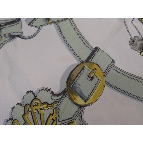 90A - Hermes, Paris, silk scarf ' Cuivreries ' designed by Francoise de la Perriere, 85cms square, in a He... 