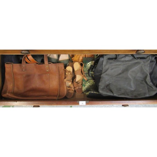 78 - Quantity of various ladies leather bags and other bags, shoes etc.