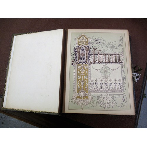 349 - 19th Century black leather and brass mounted photograph album