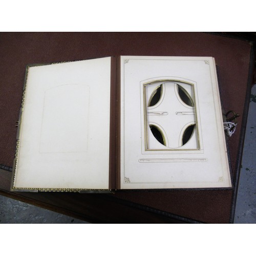 349 - 19th Century black leather and brass mounted photograph album