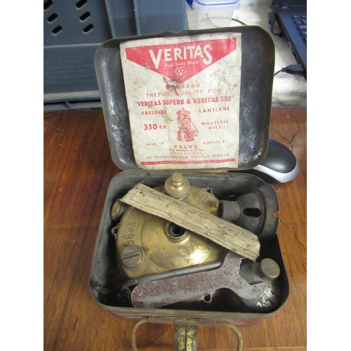 311 - Box containing a collection of various early 20th Century medical implements, and a souvenir pictori... 