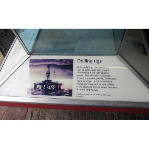 337 - Large scale model of the Ocean Alliance oil rig, housed in a perspex display case with painted woode... 