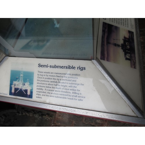 337 - Large scale model of the Ocean Alliance oil rig, housed in a perspex display case with painted woode... 