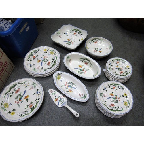 587 - Gien bird and floral decorated dinner service