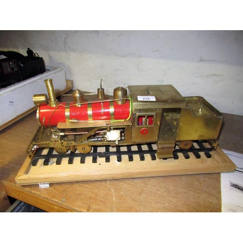 216 - American large scale shay engine locomotive in brass and red metal