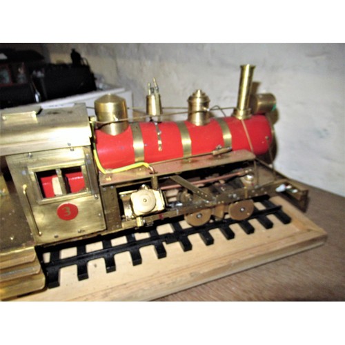 216 - American large scale shay engine locomotive in brass and red metal