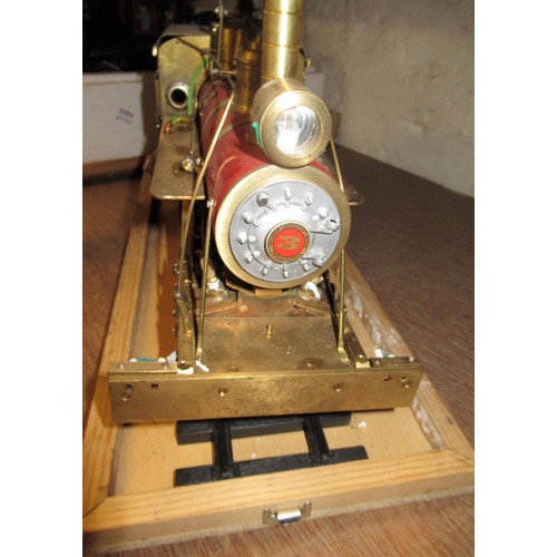 216 - American large scale shay engine locomotive in brass and red metal