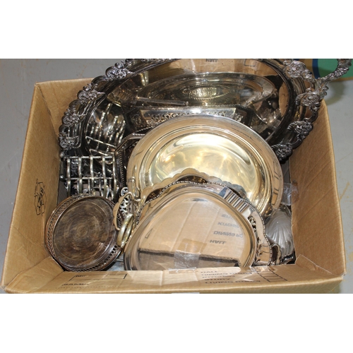 1053 - Oval silver plated two handled tray, together with a large quantity of silver plated items