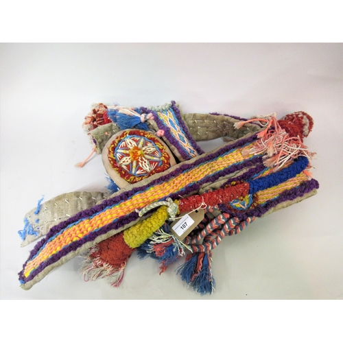 107 - South American woolwork and canvas camel's headdress and blinkers