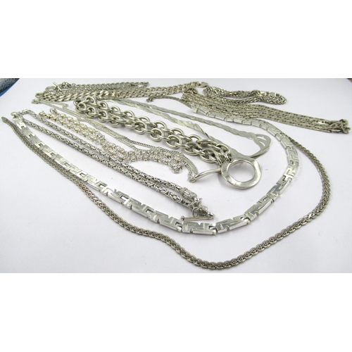 1150 - Group of eleven various silver necklaces, 13 troy oz.