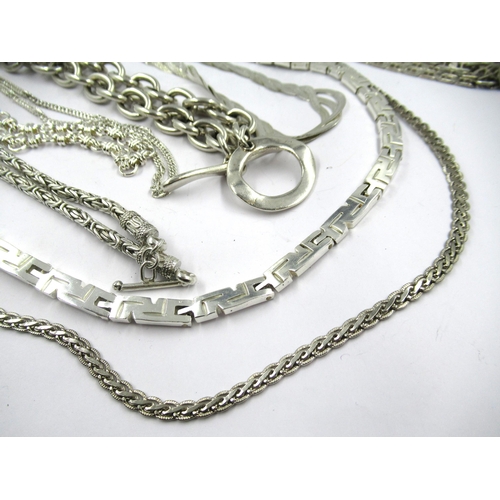 1150 - Group of eleven various silver necklaces, 13 troy oz.