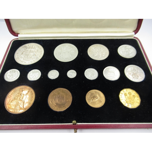 1164 - 1937 George VI specimen coin set in original red Morocco leather box and a United Kingdom Proof Coin... 