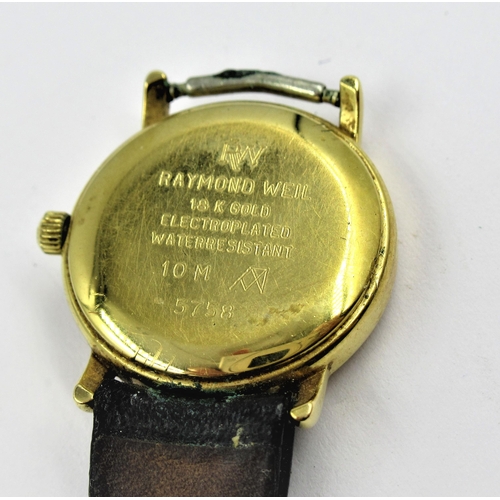 1179 - Raymond Weil, 18ct gold plated ladies wristwatch (strap at fault), together with an Anne Klein II la... 