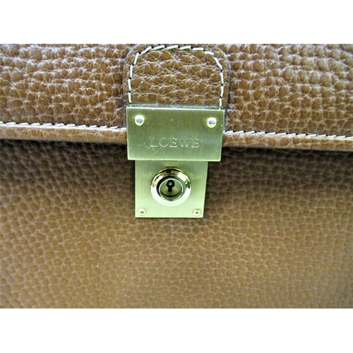 118 - Loewe tan grained leather briefcase with key