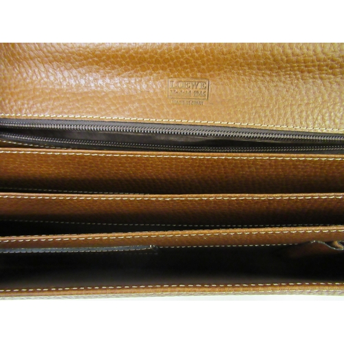118 - Loewe tan grained leather briefcase with key