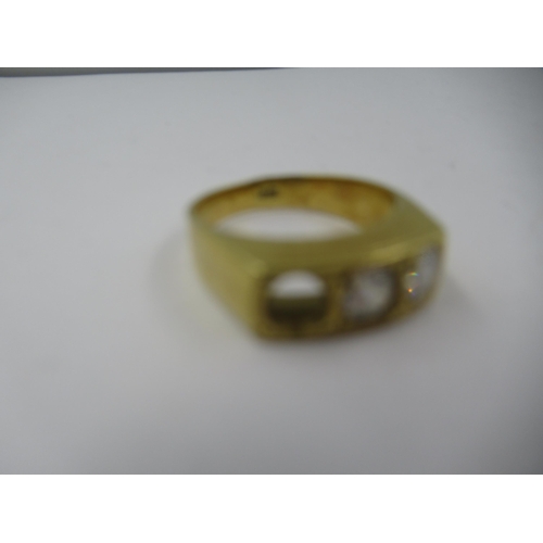 1192 - 18ct Gold ring set with a single diamond, single paste stone and a vacant aperture, gross weight 9gm... 