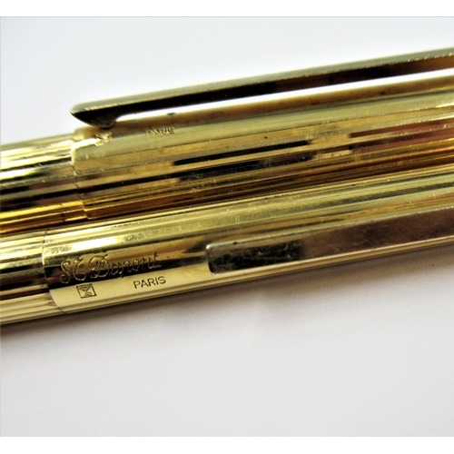 1219 - Dupont gold plated, ball-point and fountain pen set with 18ct gold nibs