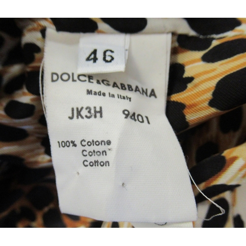 123 - Dolce & Gabbana, white denim jacket with leopard skin lining (at fault), size 46
