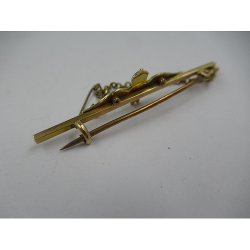 1263 - 9ct Gold RAF brooch/tie pin, 50mm wide, 3.3gms