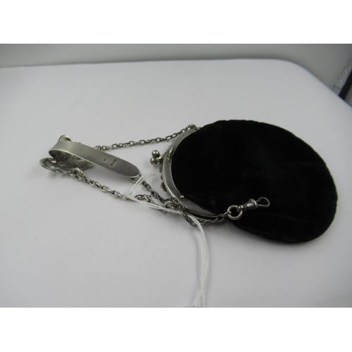 1264 - London silver mounted chatelaine/purse