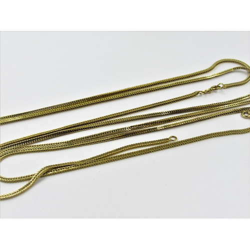 1283 - Two 18ct yellow gold neck chains, 80cm and 70cm, 40gms