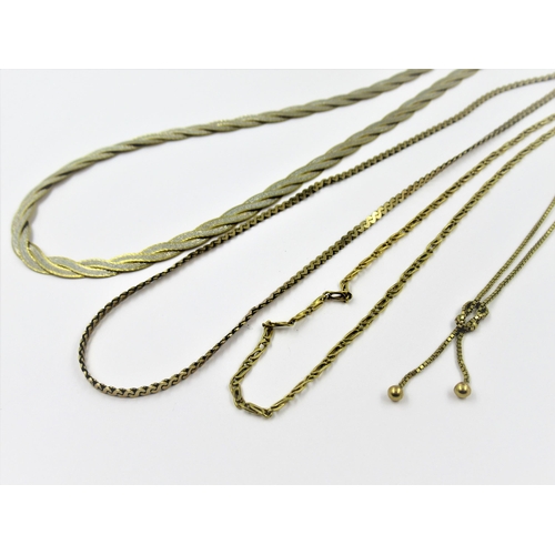 1284 - Four various 9ct gold neck chains, 28gms