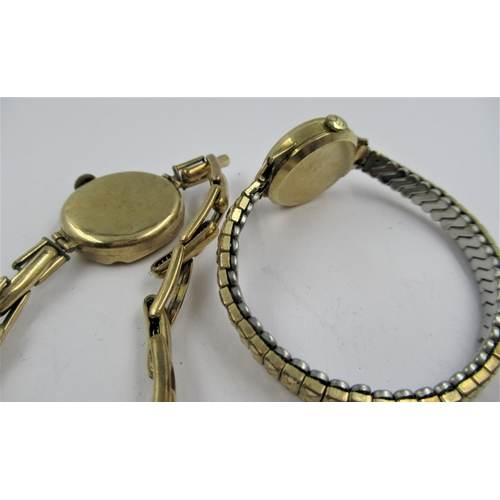 1307 - Two ladies 9ct gold cased wristwatches