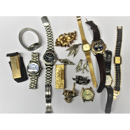 1323 - Eight various wristwatches, two cigarette lighters, quantity of costume jewellery and s small quanti... 