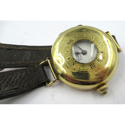 1337 - Longines, circular 18ct gold cased hunter type wristwatch