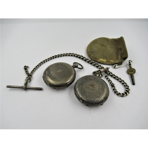 1372 - Two silver cased fob watches