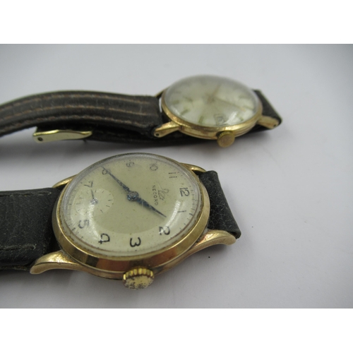 1376 - Gentleman's 9ct gold cased Record wristwatch, together with a similar Rotary wristwatch (both curren... 